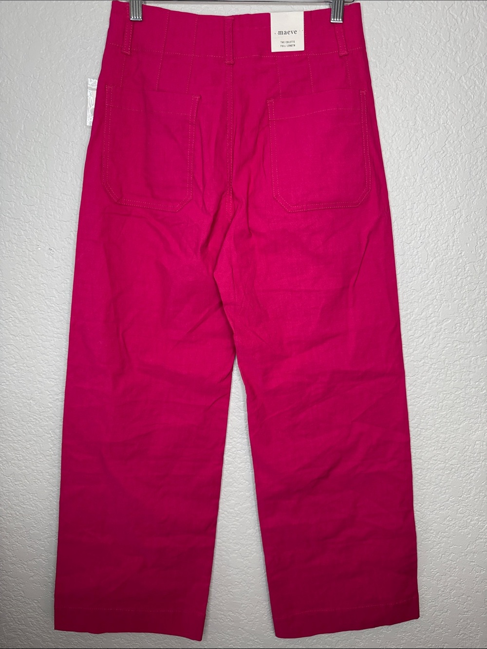 NWT Maeve Anthropologie Colette Full Length Wide Leg Pants Pink 27P Magic Fabric - Picture 6 of 9